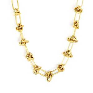 Collar de Cadena con Nudos de Acero Inoxidable Chapado en Oro de 18K, Joyería Geométrica Vintage, Collar Hecho a Mano con Nudos Simples para Mujer - Product Image 1