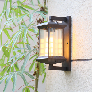 Lampu dinding luar ruangan Led Modern lampu balkon energi surya lampu taman perlengkapan luar ruangan lampu dinding lentera Vintage hitam - Product Image 2