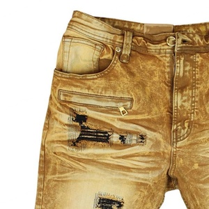Shorts de Mezclilla de Alta Calidad con Diseño Desgarrado y Reparado, Shorts de Mezclilla Estilo Biker, Ajustados, Elásticos, de Algodón con Paneles a Rayas - Product Image 3