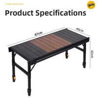 Table pliante rectangulaire légère en alliage d'aluminium, réglable en hauteur, pour barbecue, camping, pique-nique, combinaison libre, portable