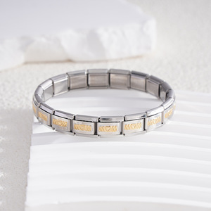 MOM Series Stainless Steel Modular Bracelet Letter Cube Geometric Women's Gift Jewelry Accessory - Product Image 4