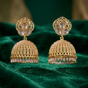 Exportador de Joyería Artesanal en India, Jhumki Antigua con Baño de Oro 233089 - Product Image 1