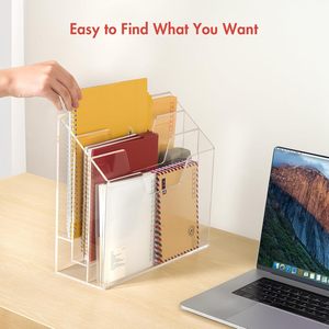 Organizador de Archivos Acrílico Transparente Personalizado de 3 Niveles, <span class=keywords><strong>para</strong></span> Colgar en la Pared o de Sobremesa, <span class=keywords><strong>para</strong></span> Revistas y Documentos Verticales - Product Image 3
