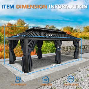 Pérgola <span class=keywords><strong>Gazebo</strong></span> Personalizada de Aleación de Aluminio Impermeable para Patio al Aire Libre, Toldo de Fácil Montaje a Prueba de Viento con Techo Rígido para Jardín Trasero - Product Image 6