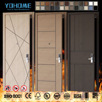 Portes coupe-feu intérieures certifiées CE, fabriquées sur mesure par une usine chinoise de premier plan, portes en bois résistantes au feu FD30, portes en bois coupe-feu FD60 pour hôtels