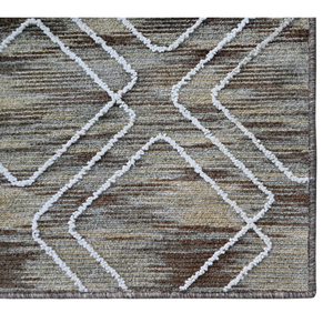 Tapis géométrique moderne rectangulaire en polyester à poils ras, résistant aux taches, avec envers en caoutchouc, pour salon - Product Image 3