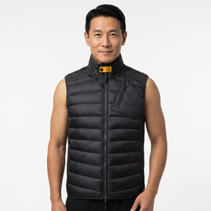 <b>Black</b> <b>Men's</b> Winter Puffer <b>Vest</b> Stand Collar Quilted Down Alternative Zip Up Waistcoat Outdoor Outerwear - Product Image 2