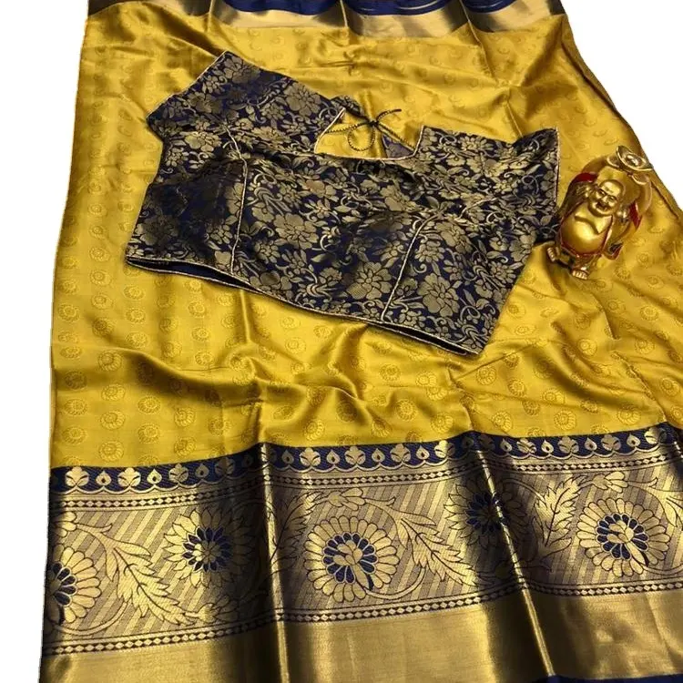 Saree coton soie femmes adultes vêtements indiens tissage inde et Pakistan Support décontracté Saree Sari/Sari/Shari multicolore 500