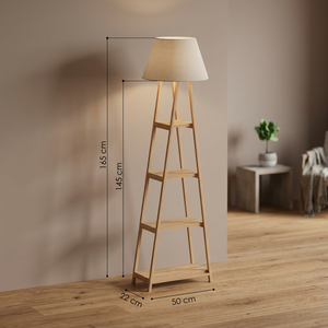 Lámpara de Pie Moderna con Trípode, Marco de Madera y Pantalla Cónica de Papel, Luz LED Blanca Cálida, Tamaño Grande para Decoración de Dormitorio y Hogar - Product Image 3