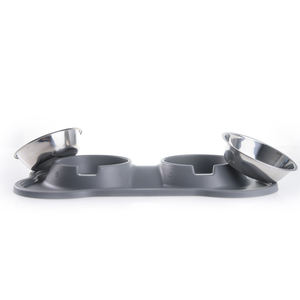 Bacia dupla personalizada do cão com Food Grade Silicone Base & destacável aço inoxidável tigelas, antiderrapante Pet Diner Set para animais de estimação - Product Image 4