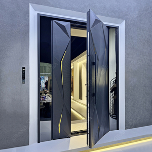 Puertas de Vidrio de Aluminio Fundido Residenciales Modernas, Puerta Frontal de Aluminio Fundido Facetado en 3D Personalizada para la <span class=keywords><strong>Entrada</strong></span> de Residencias de Alta Gama - Product Image 4