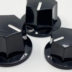Black Bakelite Fluted MXR Style <strong>Knob</strong> Cap Plastic Pointer <strong>Knob</strong> With White Indicator Line for Guitar Bass <strong>Volume</strong> Tone Control - Product Image 4