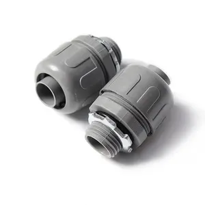 Straight Non-Metallic Electrical Conduit Connector Fitting Flexible Liquid-Tight PVC and Nylon Material