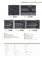 ET-12 professionnel USB 12 canaux mélangeur Audio pour Performance jouer musique fête chant DJ Console de mixage en direct