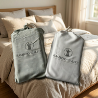 Ensemble de housse de couette 4 pièces personnalisable en fibre de bambou 100% 300 fils/cm², écologique, respirant, style simple, utilisation toutes saisons, taille King
