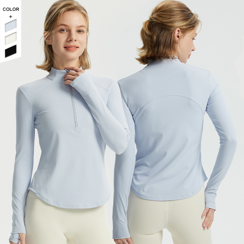 2025 New Autumn/Winter Women's Half Zipper Long Sleeve Fitness Fleece Tshirt Breathable Yoga Wear for Running Sports Training