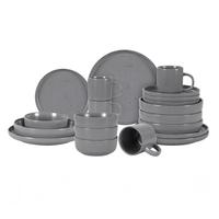 Super september Bestseller Ensemble de vaisselle en pierre ronde de style nordique de 20 pièces Ensemble d'assiettes et de bols gris clair mat tacheté