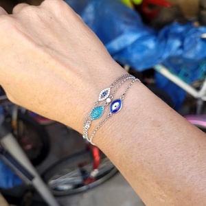 Pulsera de Plata de Ley 925 Personalizada con Ojo Azul Marino - Product Image 2