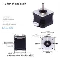 42 Set Motor Stepper torsi tinggi 0,28 N, Motor Stepper 42 bygh34 + TB6600 Driver Motor 4A