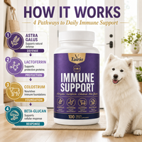 Suplemen Pendukung Kekebalan Tubuh 4 in 1 untuk Anjing Astragalus Lactoferrin Colostrum Beta Glucan Tablet 100 Butir Sehari OEM