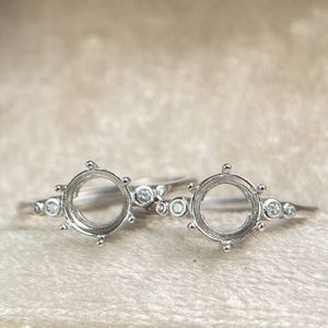 Thiết Kế Cổ Điển Bán Núi Engagement Nhẫn Tốt 10Mm Vòng Cắt Đá S925 Bạc Đồ Trang Sức Mỹ Pave Kim Cương <span class=keywords><strong>Ruby</strong></span> Sapphire Garnet - Product Image 4