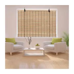 Customized Cordless Roll Up Outdoor Blackout Bamboo Outdoor Shades Electric Roller Motorized Bamboo Blinds For Home