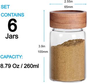 High Borosilicate Air Tight Storage <b>Jars</b> Containers With Acacia Wood Lid Glass <b>Jars</b> for Food Glass <b>Spice</b> Honey <b>Jars</b> - Product Image 2