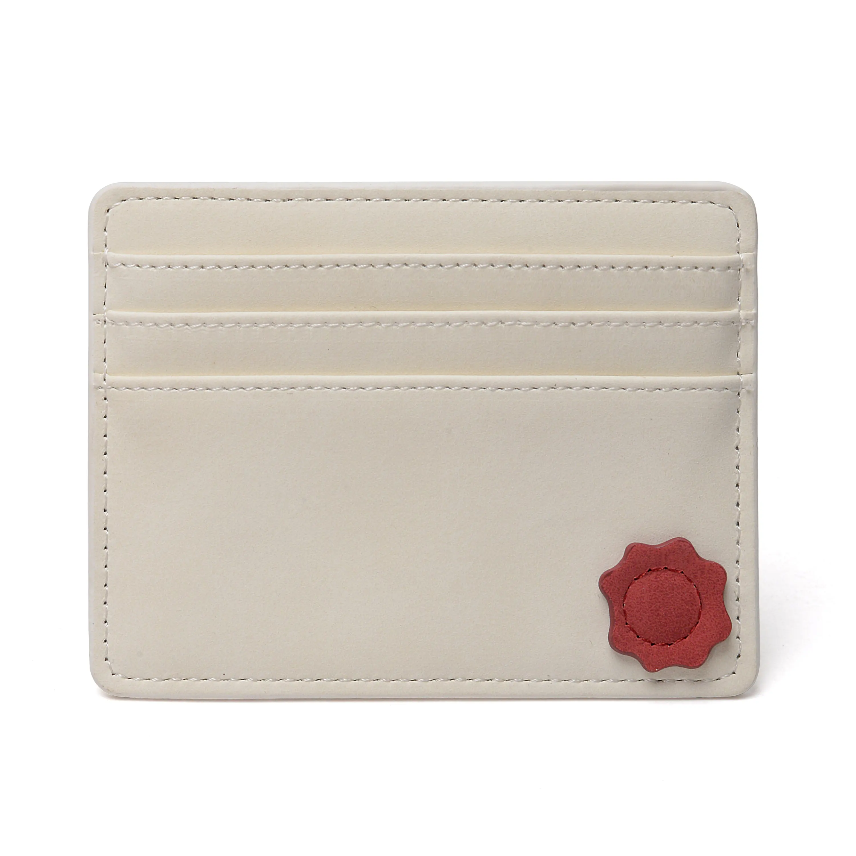 Vintage Retro Cream White Leather Cardholder Vintage Name Holder Wallet and Holder