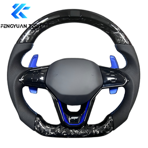 พวงมาลัยหนังแท้คาร์บอนไฟเบอร์ฟอร์จ สำหรับรถยนต์ VW Golf 8 MK8 R-line <span class=keywords><strong>GTI</strong></span> พร้อมอัลคันทาร่า สไตล์สปอร์ต ไม่มีถุงลมนิรภัย - Product Image 1