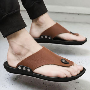 En stock, livraison rapide, léger, dessus en cuir PU, antidérapant, confortable, doux, imperméable, respirant, grande taille, homme, été, plage - Product Image 3