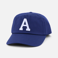 Casquette de baseball OEM en gros, 5 panneaux, en coton, vintage, non structurée, profil bas, avec logo lettre initiale personnalisé en feutre