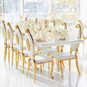 Chaise de banquet en acier inoxydable de l'usine de Foshan, dossier métallique moderne en résine pour la maison, le bar, le salon, les événements, les fêtes et les repas - Product Image 1