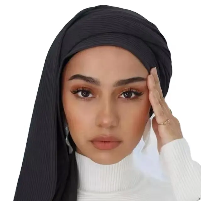 Fabriek Groothandel 2019 Nieuwe Ontwerp Hoofd Sjaal Moslim Vrouwen Rayon Katoen Geribbelde Jersey Hijab