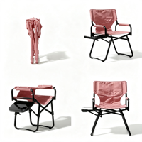 Chaise pliante de réalisateur en acier avec logo personnalisé et table latérale, siège compact de loisirs extérieur en Oxford 600D