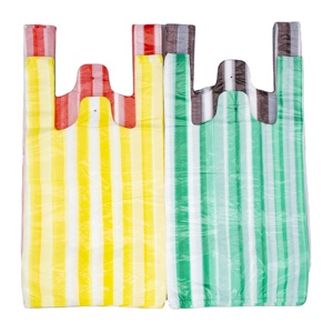 Trung Quốc Nhà Sản Xuất Màu Sọc Vest Xử Lý Túi Siêu Thị Mua Sắm T-shirt Túi Nhựa - Product Image 1