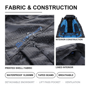 Chaqueta de Esquí Azul Camuflaje para Hombre ALPINE PRO, Impermeable 10,000mm, Costuras Selladas a Prueba de Viento, Faldón Antinieve Desmontable, para Invierno y <span class=keywords><strong>Nieve</strong></span> - Product Image 2