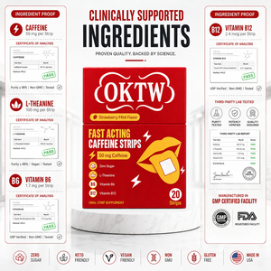 Tiras Orales de Cafeína de Acción Rápida 50mg, Sin Azúcar, Sabor Fresa Menta, Suplemento Energético con L-Teanina, B6 y B12 - Product Image 4