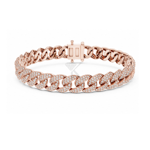 Bracelet gourmette cubaine pavée de diamants de laboratoire en or jaune, bijou de luxe imposant - Product Image 5