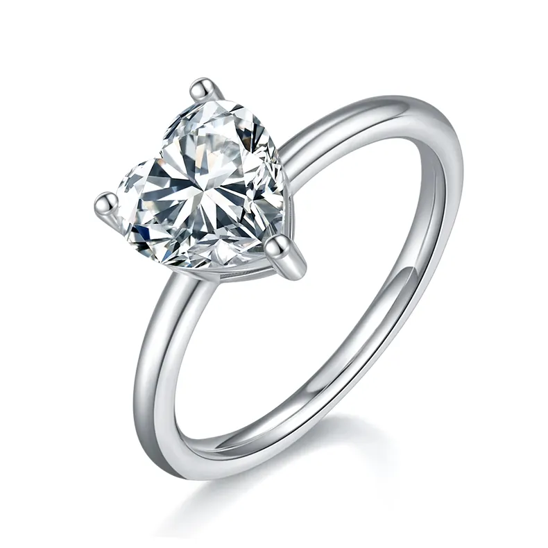 All'ingrosso 2 carati a forma di cuore Moissanite anelli donna GRA certificata D colore bianco VVS Moissanite anelli di fidanzamento