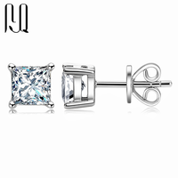 PYQ Moissanite anting persegi perak Hawaii, anting bunga perak Moissanite 925 Sterling untuk wanita