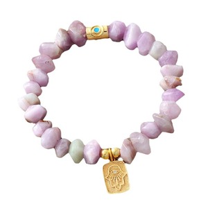 Bracelet en pierres naturelles et cristaux, perles violettes, élastique, unisexe, cadeau, bijoux bohèmes, bracelet à breloques fait main - Product Image 5