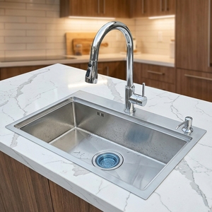 Évier de cuisine rectangulaire en acier inoxydable 304, grande cuve unique, fait main, vente directe usine, promotion Vietnam - Product Image 6