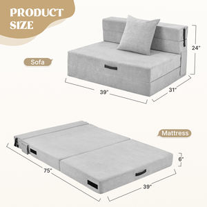 Canapé-lit carré pliable multifonctionnel confortable 4-en-1, convertible, gain de place, meubles pour l'école et le salon - Product Image 6