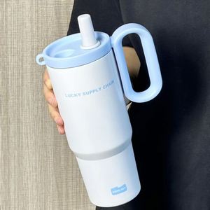 Travel Car <b>Macaron</b> Handle Mug 24oz 720ml Double Wall Insulated Tumbler Lid Straw Anti-Slip ODM Custom Logo - Product Image 2