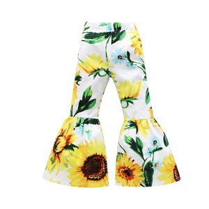 Pantalones acampanados para niñas, leggings con estampado de girasoles, pantalones florales RTS - Product Image 3