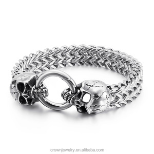 Pulsera <span class=keywords><strong>de</strong></span> acero inoxidable con cabeza <span class=keywords><strong>de</strong></span> <span class=keywords><strong>Lobo</strong></span> y León, brazalete <span class=keywords><strong>de</strong></span> cadena <span class=keywords><strong>de</strong></span> doble capa, chapado en oro, 316L - Product Image 6