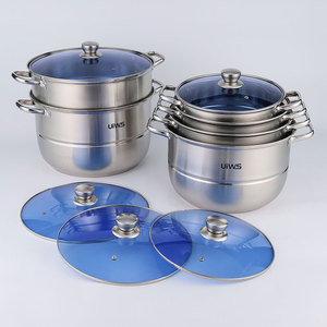 Batterie de cuisine de luxe en acier inoxydable à couverture bleue de 5 pièces nouvelle cuisinière à induction cuisinière à gaz cuisine à domicile différentes tailles casserole haute - Product Image 3