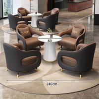 Fauteuil de négociation haut de gamme en similicuir pour hall d'hôtel, fauteuil de salon pour visiteurs d'affaires, ensemble pour projets commerciaux