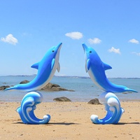 Sculpture de dauphin de méduse en fibre de verre, résine de vie Marine, animaux de mer, accessoires pour décoration de fête