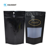 Sacs d'emballage personnalisés en Mylar noir mat avec fermeture éclair pour kimchi, chips, barres alimentaires et bœuf séché